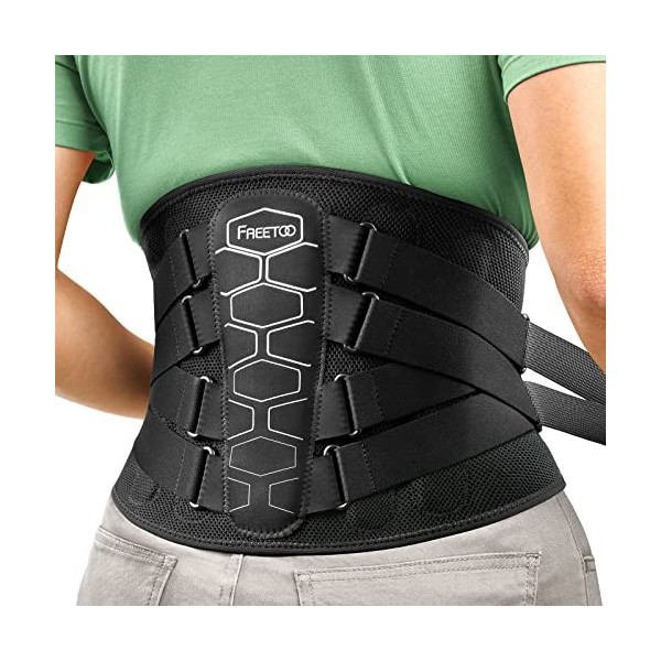 FREETOO Ceinture de soutien dorsal pour soulager les douleurs lombaires, médicale avec coussin lombaire pour les femmes et le