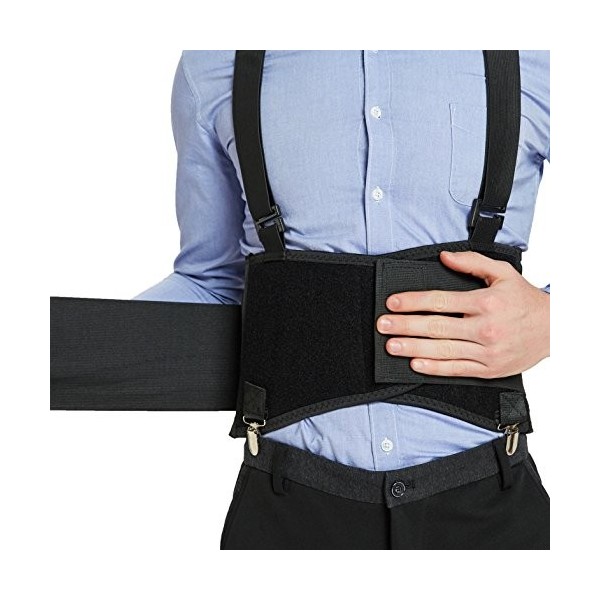 NEOtech Care Ceinture de soutien lombaire avec bretelles détachables et clips de pantalon amovible - Support réglable, léger,