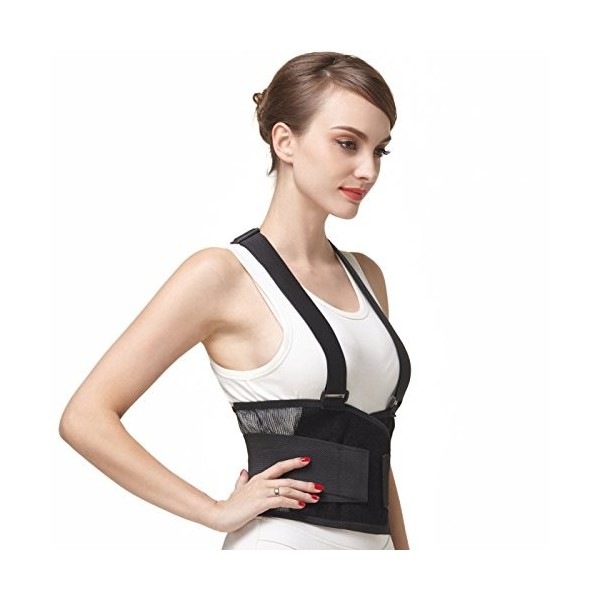 NEOtech Care Ceinture lombaire légère avec bretelles - Matériau respirant - Soutien/Maintien du dos - Corset pour posture, gy