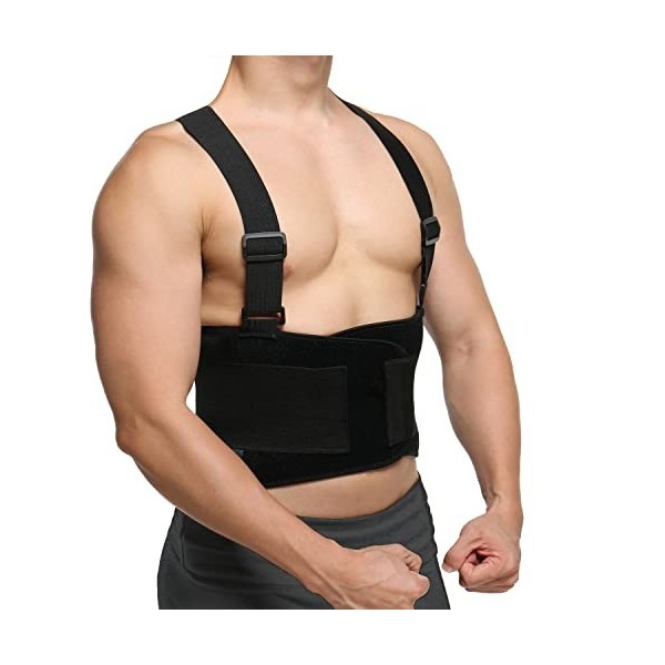 FITTOO Support Dorsal Lombaire avec Sangles élastiques réglables Ceinture de Soutien Lombaire réglable pour Les douleurs lomb