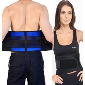 AOFETIE Réglable Neoprene Double Fermeture Lombaire Support Lombaire Ceinture Bretelles Soulagement Douleurs - 5X-Large 56-6