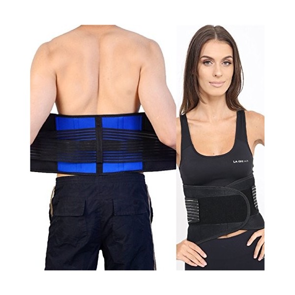 AOFETIE Réglable Neoprene Double Fermeture Lombaire Support Lombaire Ceinture Bretelles Soulagement Douleurs - 5X-Large 56-6