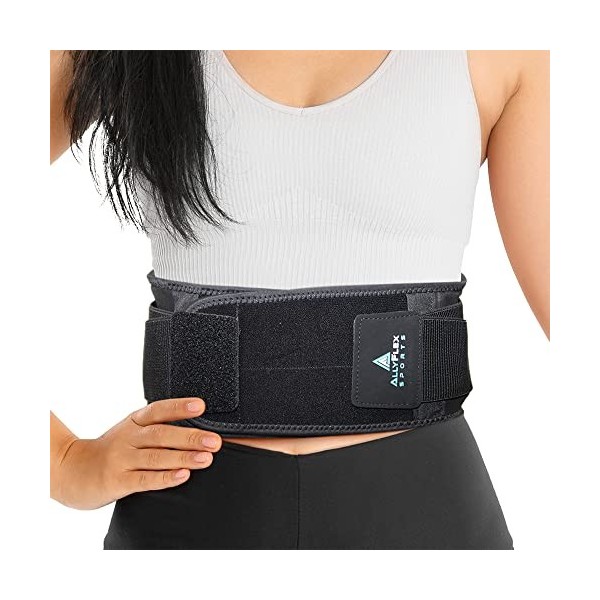 AllyFlex Sports Lightweight Back Brace Slim Fit Under Uniform, Dual Lumbar Pads Support Belt for Lower Back Pain Relief, Brea