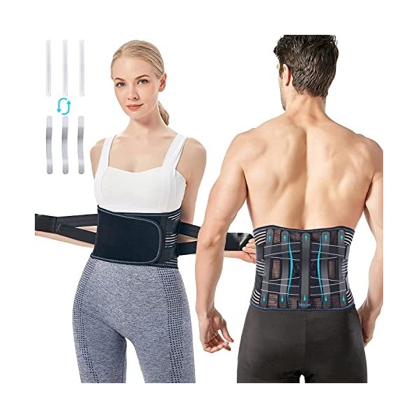 Mercase Ceinture Lombaire Femme Homme pour le dos Douleur Sciatique Hernie Discale Scoliose Respirable,Confortabl, Double Cei