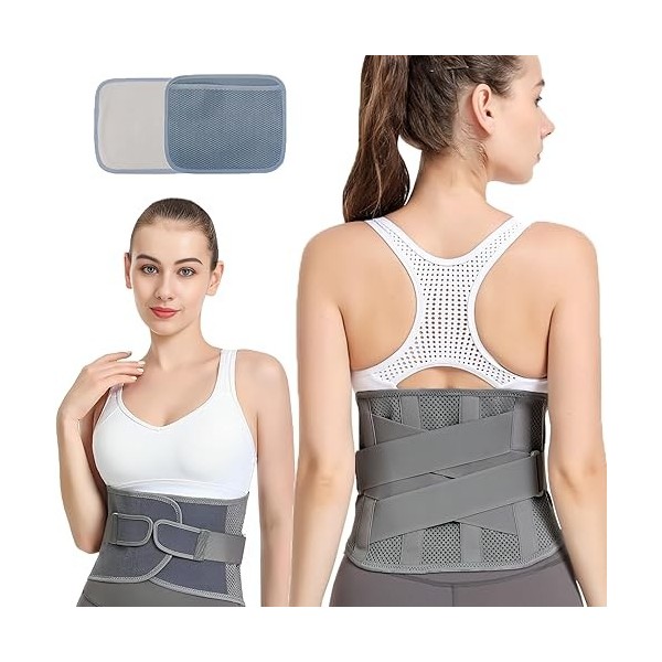 TOIMALDO Ceinture de Soutien Lombaire - Ceinture Lombaire Homme et Femme, Légère et Respirante Avec 4 Supports et 2 Coussins,