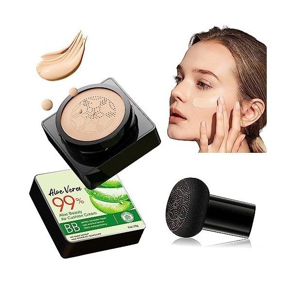 Air Cushion CC Cream Mushroom Head Fondation Fond de Teint Couvrant CC Crème Correcteur hydratant,Base de maquillage BB Cream