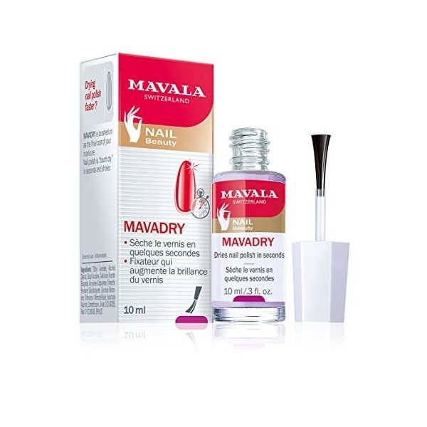 Mavala - Sèche-Vernis Mavadry Transparent Rapide - Fixateur pour Brillance du Vernis à Ongles - Accélérateur de Séchage - Con