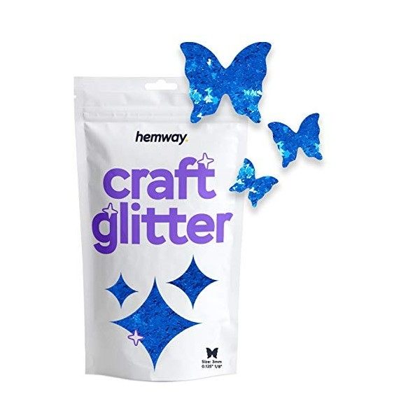 Hemway Craft Glitter - 1/8" 0.125" 3mm - Butterfly Glitter, Sequins, Sparkle, Nails, Decoration, Acrylic Nail Polish Additive