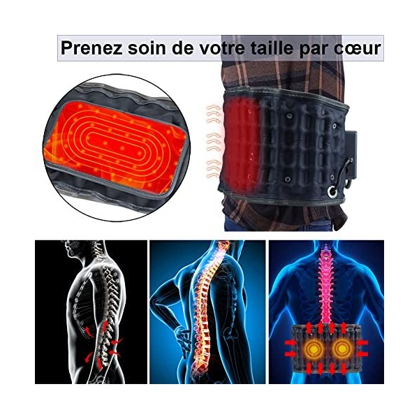 Ceinture de décompression chauffante à piles pour soulager les douleurs dans le bas du dos, HONGJING traction du dos avec cou