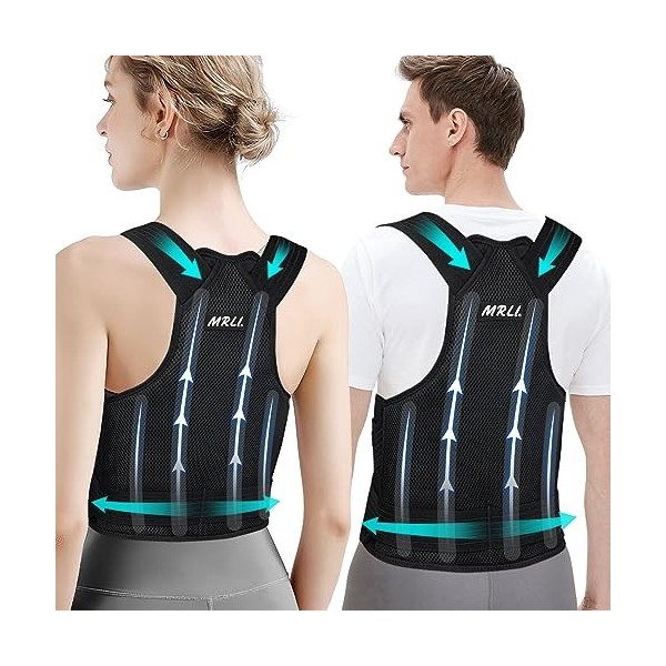 MRLI Posture Correcteur Dos Femme Homme: Ceinture Dorsale Maintien du Dos Droit - Redresse Dos Soutien Lombaire Confortable R