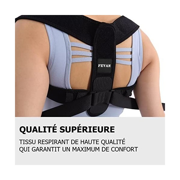 FEVAN Correcteur de Posture Réglable - Correcteur de Posture Homme et Femme - Correcteur de Dos Respirant - Soulagement de la