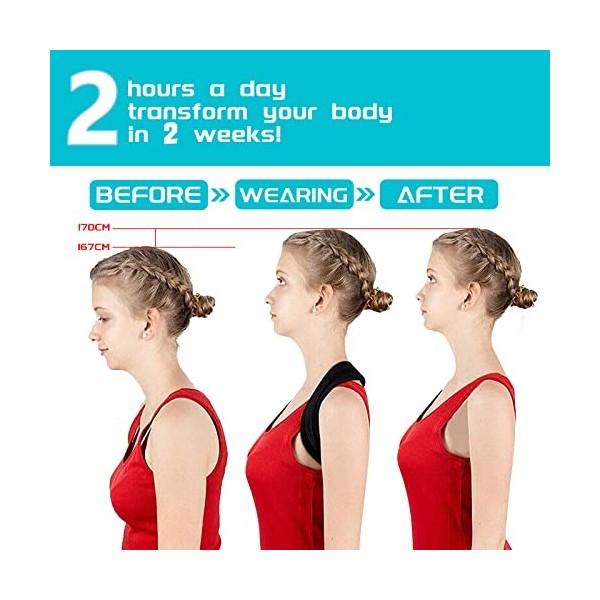 ACCUBIO Correcteur de Posture, Redresseur de Dos, Posture Correcteur Dos Redresse Dos, Soutien dos Posture Respirant Réglable