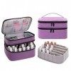 AFUOWER - Sac de rangement portable avec poignées pour vernis à ongles - Peut contenir 30 bouteilles 15 ml - Violet