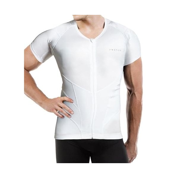 Relaxsan Posture 4070-RP Blanc M Tee Shirt Correcteur de Posture Homme, Maintien Dos, Respirant