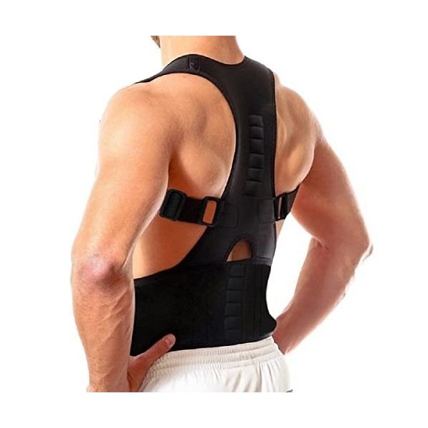 Ducomi Extreme Correcteur de Posture – avec 12 Aimants 800 Gauss, Corset Lombaire pour Hommes et Femmes, Bande Cervicale Régl