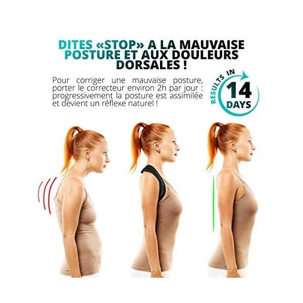 Saona Concept Redresse Dos - Correcteur de Posture Dos pour Femme, Homme, Enfant - Soutien & Maintien du Dos - Soulage douleu