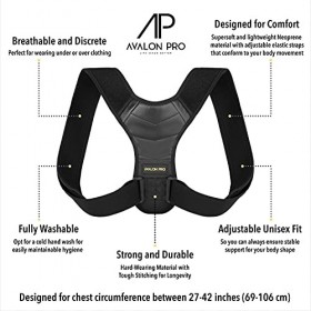 Avalon Pro Correcteur de posture réglable pour homme et femme pour le haut du dos Soulage la douleur du cou, du dos, des épau