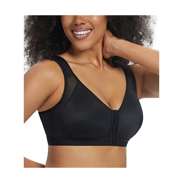 Lemorosy Soutien-Gorge Femme Grandes Tailles Fermeture Devant Redresse Dos correcteur de Posture sans Rembourrage à Armatures