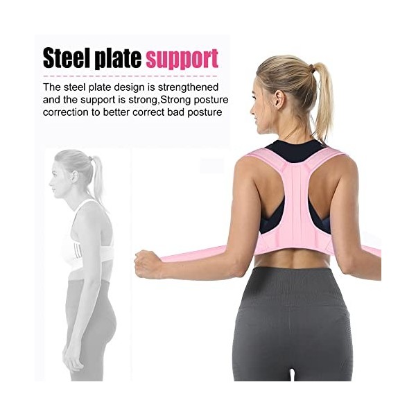 AIOUTGOGO Correcteur de posture, Soutien dorsal et correction de posture du dos Renfort Dorsal Respirant Ajustable confortabl