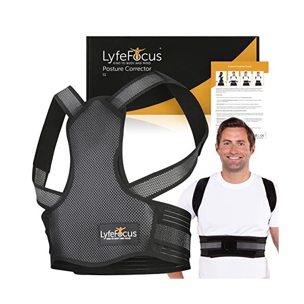 LyfeFocus S1 Correcteur de posture pour homme et femme – Soutien du haut du dos, soutien du dos et redresseur du dos, assuran