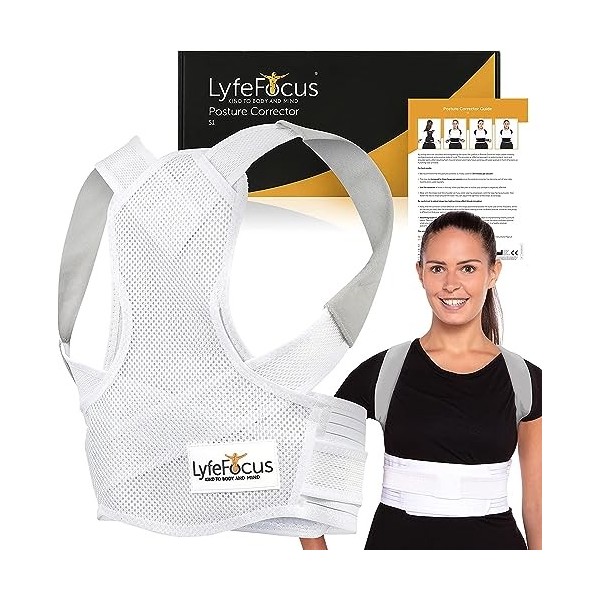 LyfeFocus S1 Correcteur de posture pour homme et femme – Soutien du haut du dos, soutien du dos et redresseur du dos, assuran