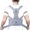 Aollop Correcteur de posture pour homme et femme – Attelle dorsale avec bandes élastiques respirantes réglables et barres de 