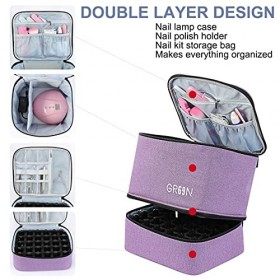 GR69N Organisateur de vernis à ongles et étui de lampe à ongles portable pour 30 flacons 15 ml et kit à ongles et 1 lampe à