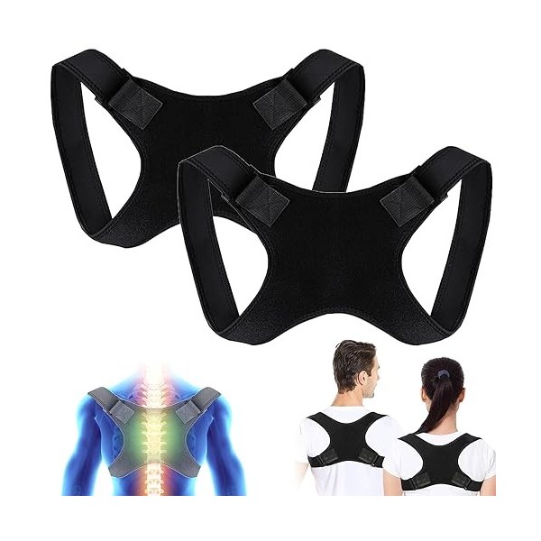 Correcteur de Posture, 2 Pcs Posture Orthèse, Correcteur de Posture Réglable pour Homme et Femme, Redresseur de Dos pour Soul