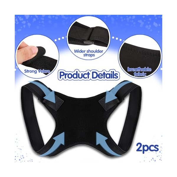 Correcteur de Posture, 2 Pcs Posture Orthèse, Correcteur de Posture Réglable pour Homme et Femme, Redresseur de Dos pour Soul