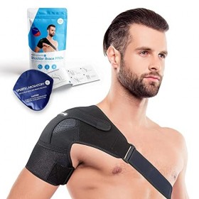 Sports Laboratory Épaulière H/F Avec Poche de Gel Chaud/Froid - Soulagement Capsulite, Coiffe des Rotateurs et Entorses - Tai