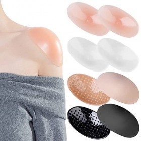 4 Paires Dépaulettes en Silicone, Douces, Respirantes, Invisibles, Amovibles, Antidérapantes, Auto-adhésives pour Femmes et 