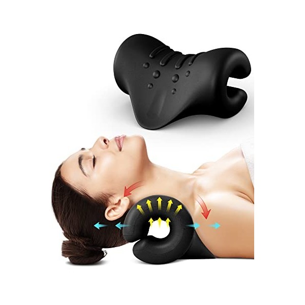 Relax du cou et des épaules,appareil de traction cervicale portable,étireur de cou,correction de la posture cervicale,coussin