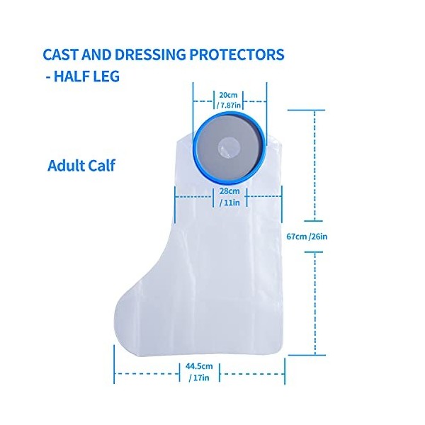 67CM Protege Platre, Housse de Protection pour Pansements et Plâtres, Auto-obturante Confortable Protection Etanche Sac pour 