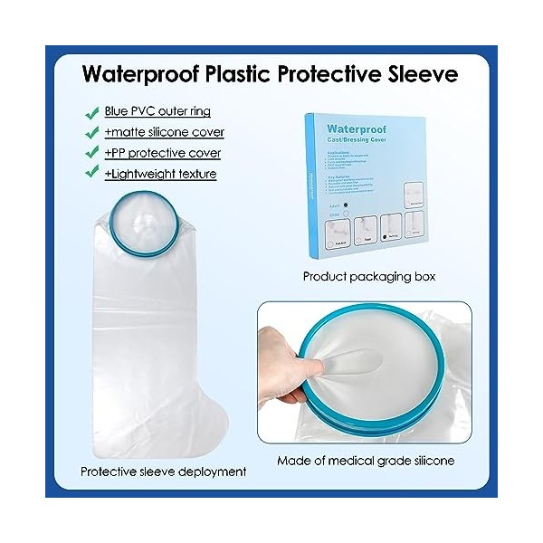 Uennm Pansement en plâtre imperméable pour Adulte, Protection de plâtre imperméable à leau pour Les Jambes Protection de Ban