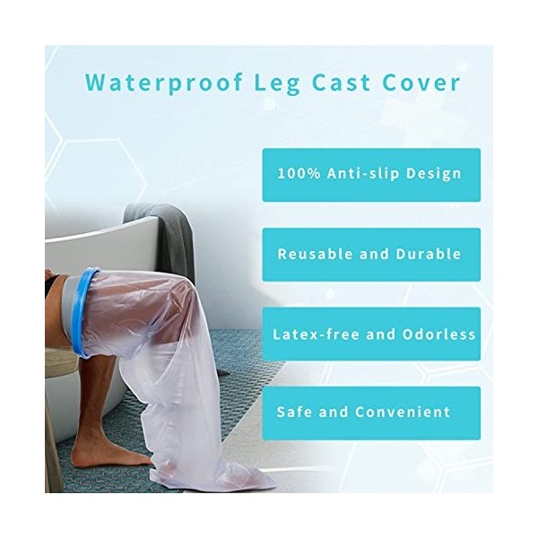 SUPERNIGHT Housse imperméable pour plâtre de jambe, protection étanche pour plaies de jambes et de pieds, design 100% antidér