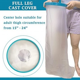 Protection étanche pour plâtre de jambe pour adulte Transparent Protection avec joint détanchéité pour pieds, genoux, chevil
