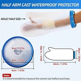 65CM Protege Platre Bras Adulte, Protection Etanche pour Platre Réutilisable Protège-Plâtre pour Tatouages/Brûlures/Plaies, P