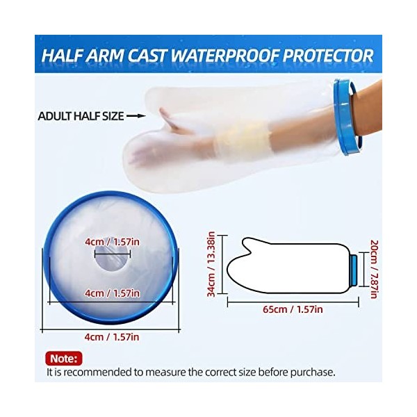 65CM Protege Platre Bras Adulte, Protection Etanche pour Platre Réutilisable Protège-Plâtre pour Tatouages/Brûlures/Plaies, P