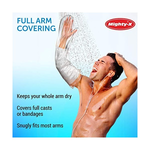 Mighty-X Protège-plâtre imperméables pour douche - 【100% étanche】– Bras complet réutilisables pour adulte – Main, Poignet et 
