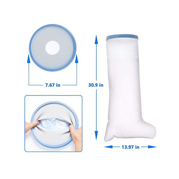 Aozzy Protège Plâtre étanche et protecteur de bandage utilisé pour tout en douche/baignade Jambe Long adulte 