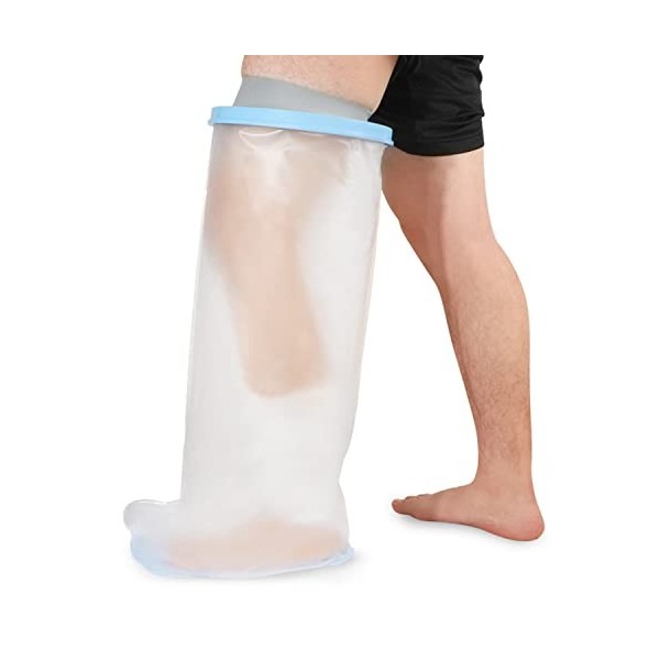 Protecteur de pied de douche extra large Sumifun, couvre-jambes imperméables pour adultes avec fond de rembourrage antidérapa