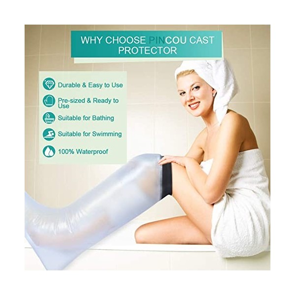 Couvre-jambe étanche pour la douche, protecteur de plâtre pour la jambe de douche Bandage de douche étanche réutilisable pour