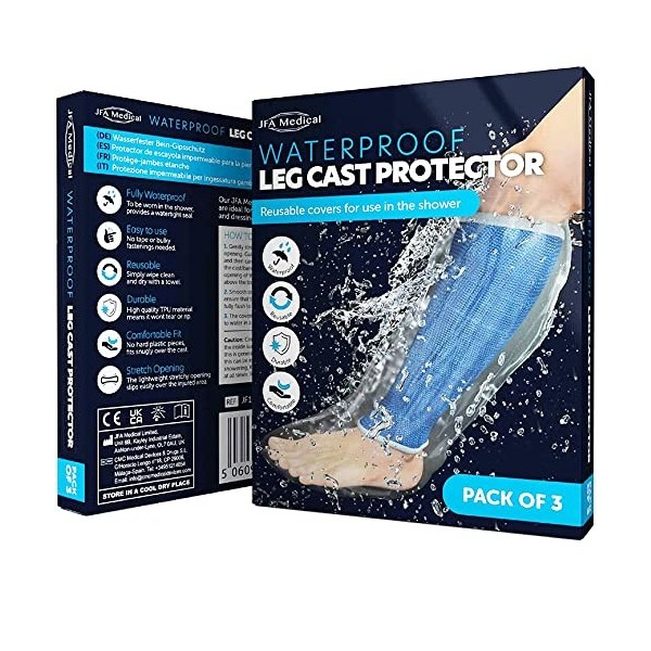 JFA Medical Lot de 3 protections de plâtre réutilisables et imperméables pour pieds de douche