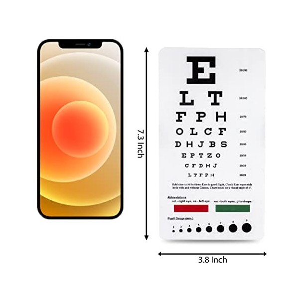 Snellen Pocket Eye Chart avec lignes rouges et vertes