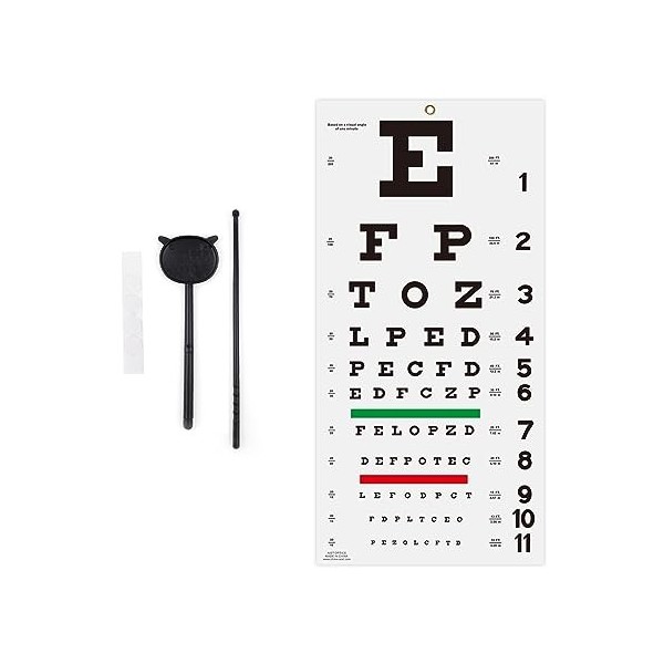 AISITESY Snellen Eye Chart avec autocollant de fixation 27,9 x 55,9 cm, pour examens de la vue, idéal pour le médecin, lécol