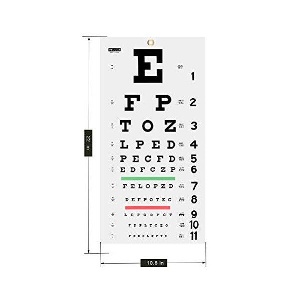 Tableau des yeux Snellen Eye Chart, 28 x 56 cm.