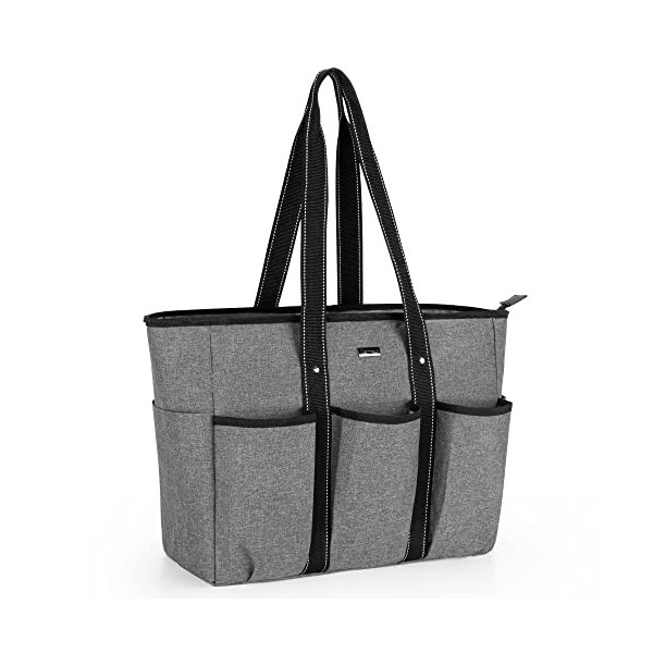 Damero Sac fourre-tout pour infirmière avec pochette rembourrée pour ordinateur portable, sac dallaitement avec plusieurs po