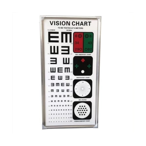 Boîte lumineuse à diagramme oculaire LED, 5 types de normes visuelles de détection avec marque de vue rouge-vert et marque de