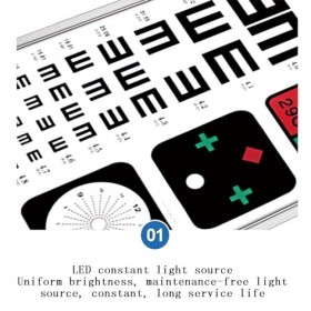 Boîte lumineuse à diagramme oculaire LED, 5 types de normes visuelles de détection avec marque de vue rouge-vert et marque de