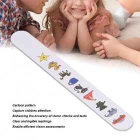 Carte de Test Oculaire, Testeur Oculaire de Bâton de Fixation de Motif de Dessin animé Sûr pour les Cliniques Ophtalmologique
